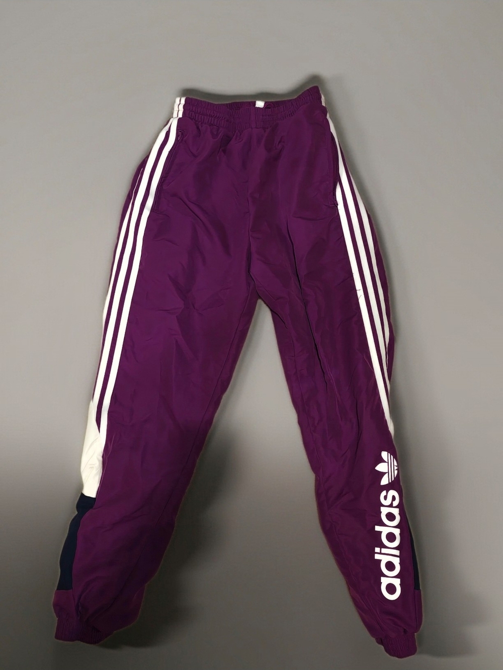 Kids Adidas Purple Joggers with White Side Stripes